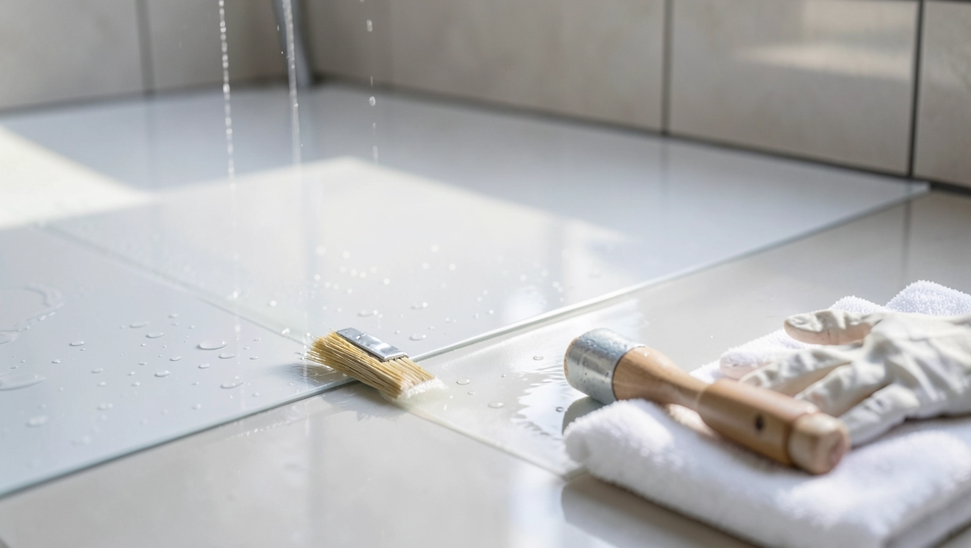 Aplikacja hydroizolacji pod brodzikiem nakładanie i schnięcie