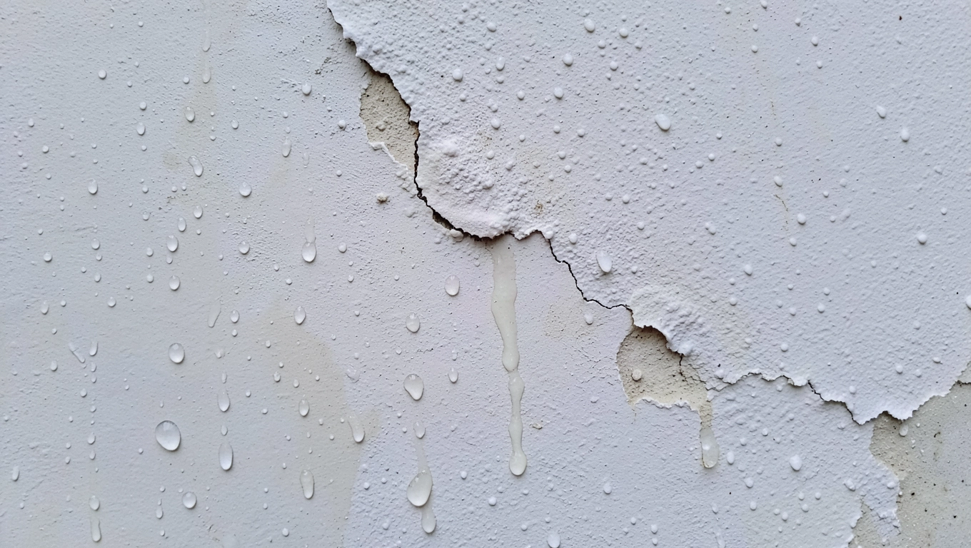 Gruntowanie po deszczu na mokrym tynku