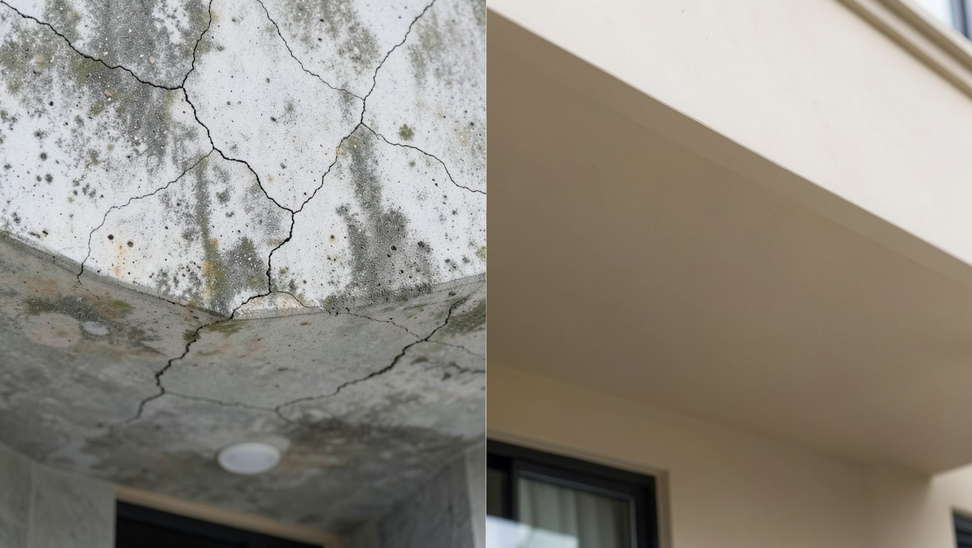 Renowacja daszków betonowych farbą JONIEC