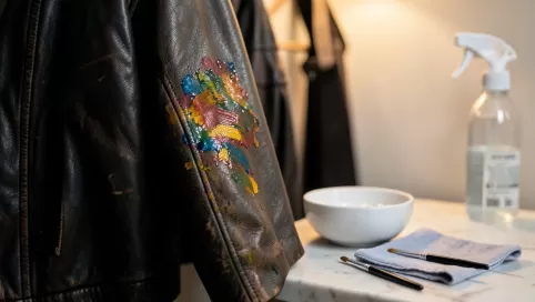 czym zmyc farbe olejna z kurtki