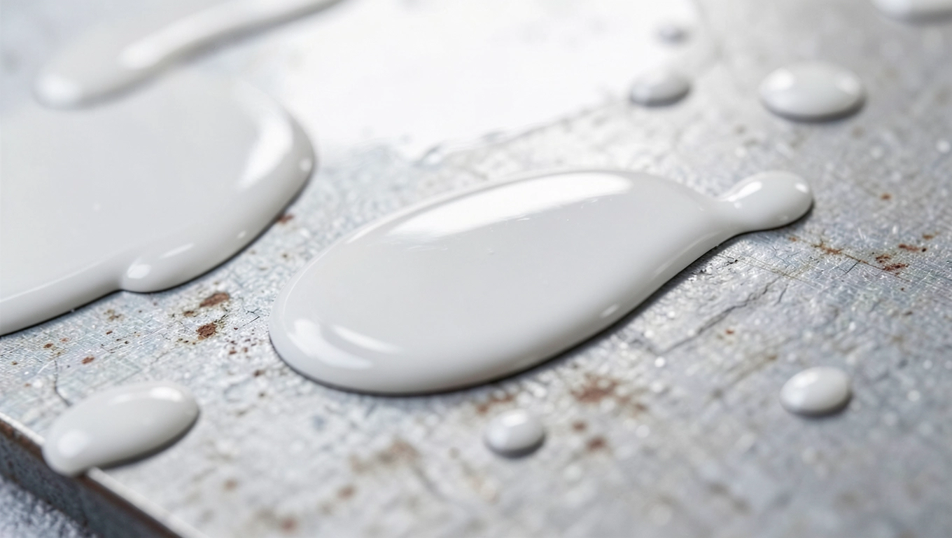 Szczegóły białej farby do metalu połysk