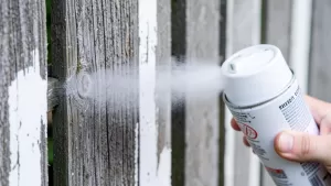 biała farba w sprayu do drewna